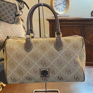 Dooney & Bourke Tan and Brown Monogram Speedy Satchel EUC like New